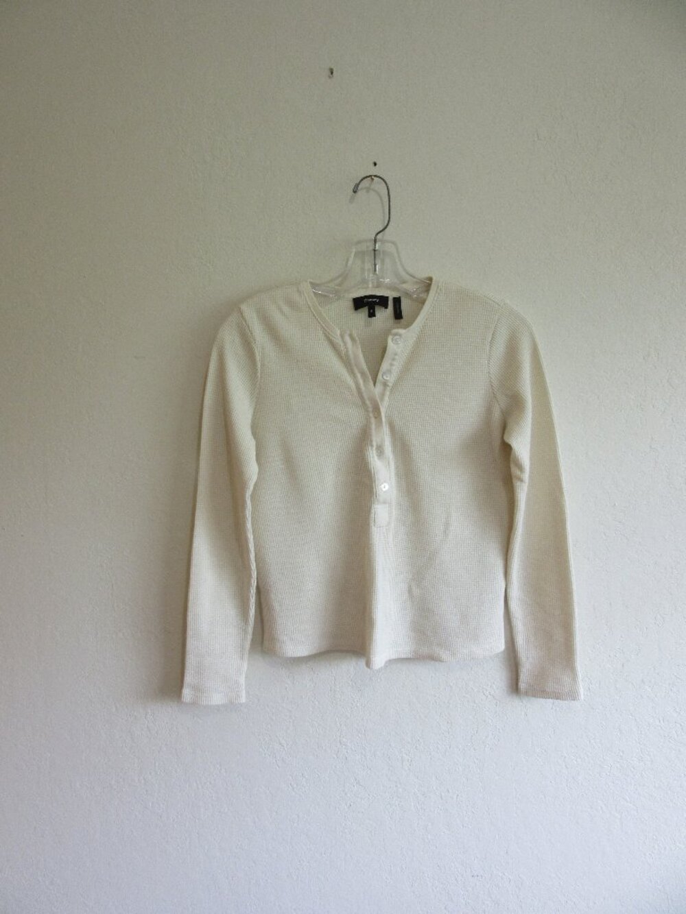THEORY Cream P (Small) Button Closure Thermal Long Sleeve Shirt